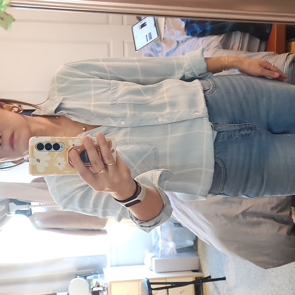 Rails Sky Blue Checkered Shirt Sz S